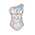 thumbnail image 4 of Yiaed Back To School Print Women One Piece Swimsuits Tummy Control One Shoulder Bathing Suits Pattern Ruffle Swimwear-XX-Large, 4 of 8