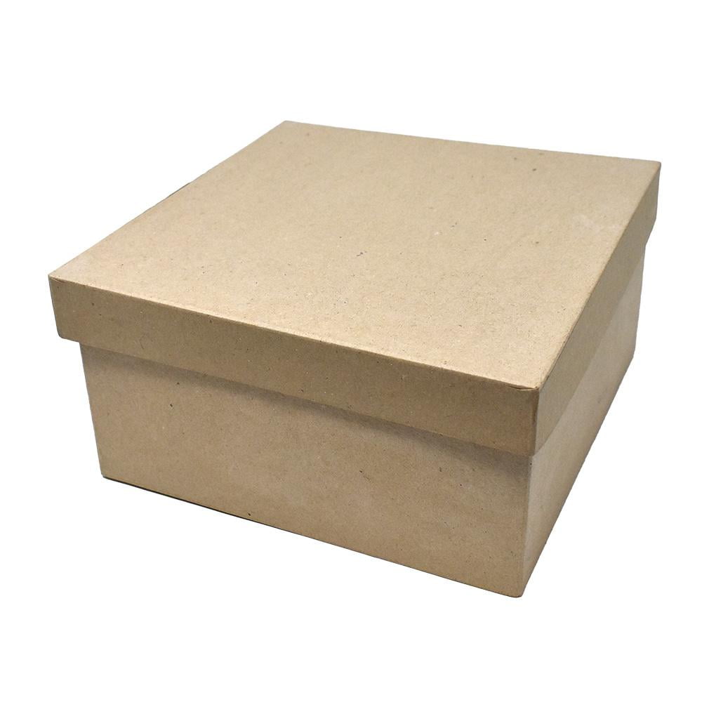 DIY Paper Mache Square Gift Box, Natural, 9Inch