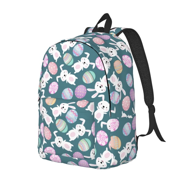 Balery Cute Rabbit Easter Mochila Clásica Impresa Básica para Viaje, Mochila Escolar Resistente al Agua, Mochila de Lona con Correas Ajustables-Small