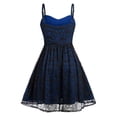 thumbnail image 3 of Women's Gothic Lace Mesh Halloween Mini Dress, Sleeveless Spaghetti Strap A-Line Dress, Corset Lace Up Sheer Overlay Casual Cosplay Party Outfit for Women Blue B XL, 3 of 3
