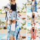 thumbnail image 3 of Cárdigan de gasa para mujer, estampado floral, borlas, dobladillo dividido, transpirable MABOTO Azul dos, 3 of 7