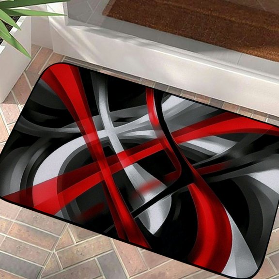 Qinduosi Kitchen and Door Mat for Floor red Kitchen Rug Modern Abstract Circle Anti Fatigue Kitchen Mat,Waterproof Floor Mat Cushioned Non-Skid Standing Mat for Laundry, Office