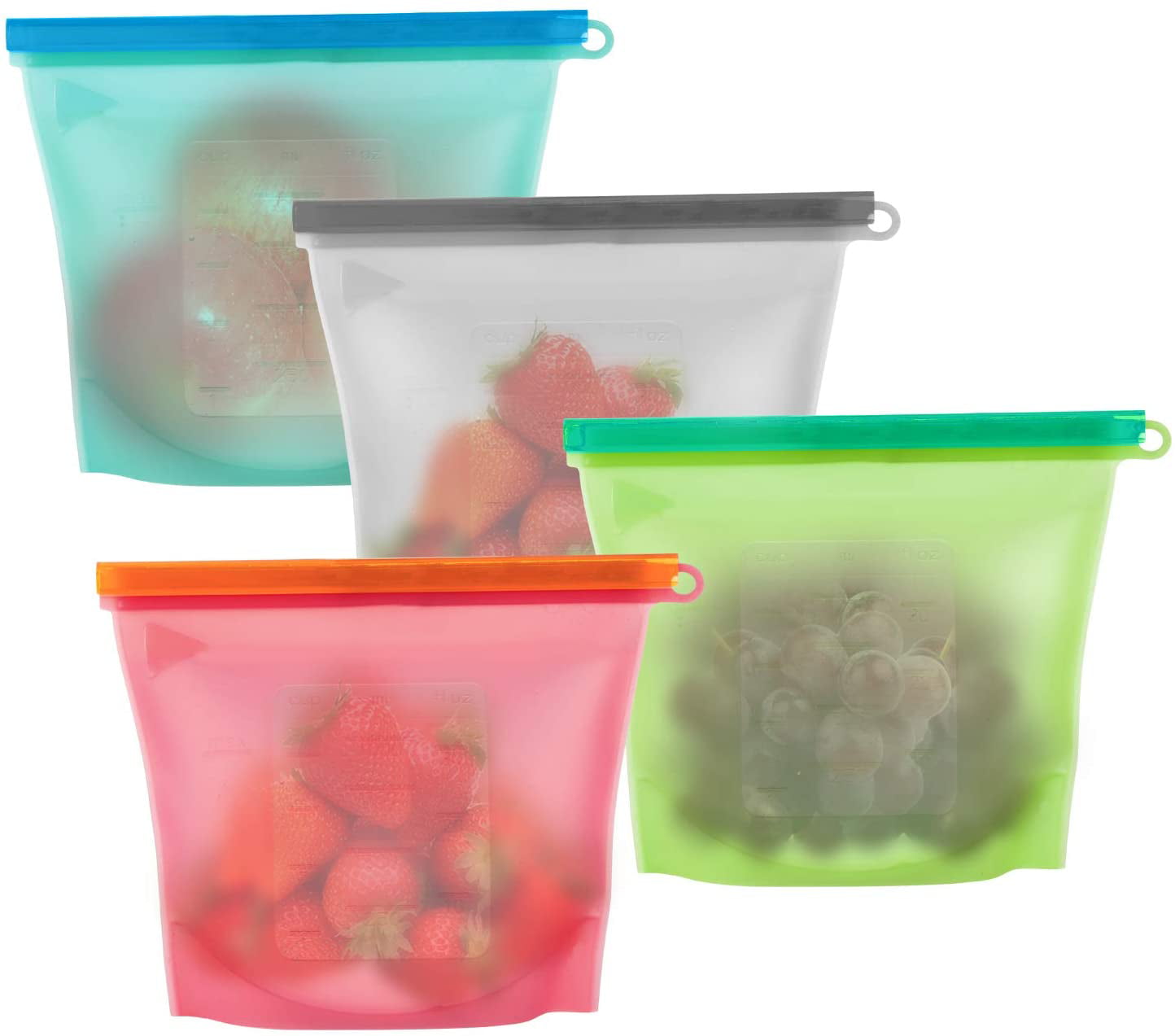 4pcs Silicone Food Storage Reusable Leakproof Containers Sealer Bag Vacuum Seal. 