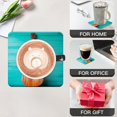 thumbnail image 3 of BaHomeck Drink Coasters Set Of 6 With Holder Acoustic Guitar Leaning Against Aqua Blue Wall Water Absorbent Ceramic Coasters Tabletop Protection,Suitable For Various Cup,Home Decor, 3 of 4