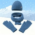 thumbnail image 2 of YAYUBA Womens Winter Beanie Scarf Gloves Set, Pom Pom Hat with Warm Lined Long Knit Scarf Touchscreen Gloves for Cold Weather, 2 of 4