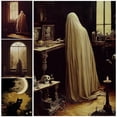 thumbnail image 2 of Spooky victoriano gótico fantasma y bruja Vintage arte de pared lienzo pintura espeluznante fantasma BLANCO arte póster e impresión decoración del hogar, 2 of 4