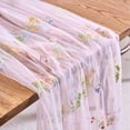 thumbnail image 4 of Spring Summer Florals Seasonal Tulle Table Runner Easter Decor Cheesecloth ,Lace Embroidery Table Runner for Home Party Indoor Decoration, 4 of 4