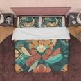 thumbnail image 1 of Juego de cama Floral Retro, Funda Nórdica Reina Verde Vintage, Colcha Nostalgia Años 70, 1 of 6