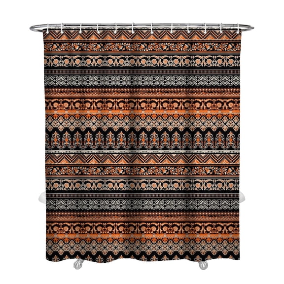 Extra Long Boho Shower Curtain 72x84 Inches - Vintage Floral & Tropical Leaves Pattern, Waterproof Bohemian Bathroom Decor with 12 Hooks, Tribal Rustic Style