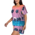 thumbnail image 2 of Lsque Beach with Palm Trees Women's Short-Sleeved Pajama Set - 2 Piece Soft and Lightweight Sleepwear Set-XX-Large, 2 of 9