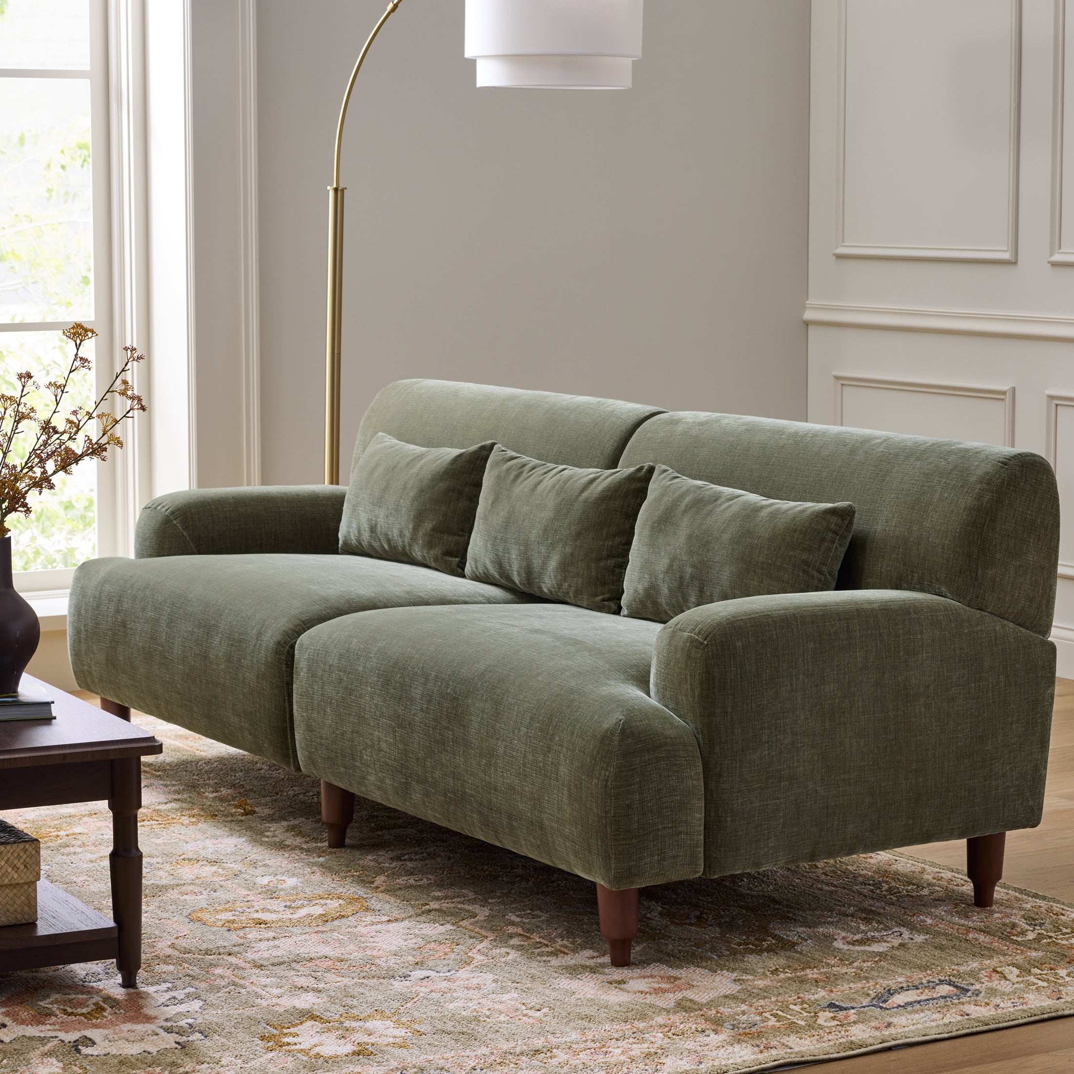 Better Homes & Gardens Ambrose Sofa, Forest Green velvet