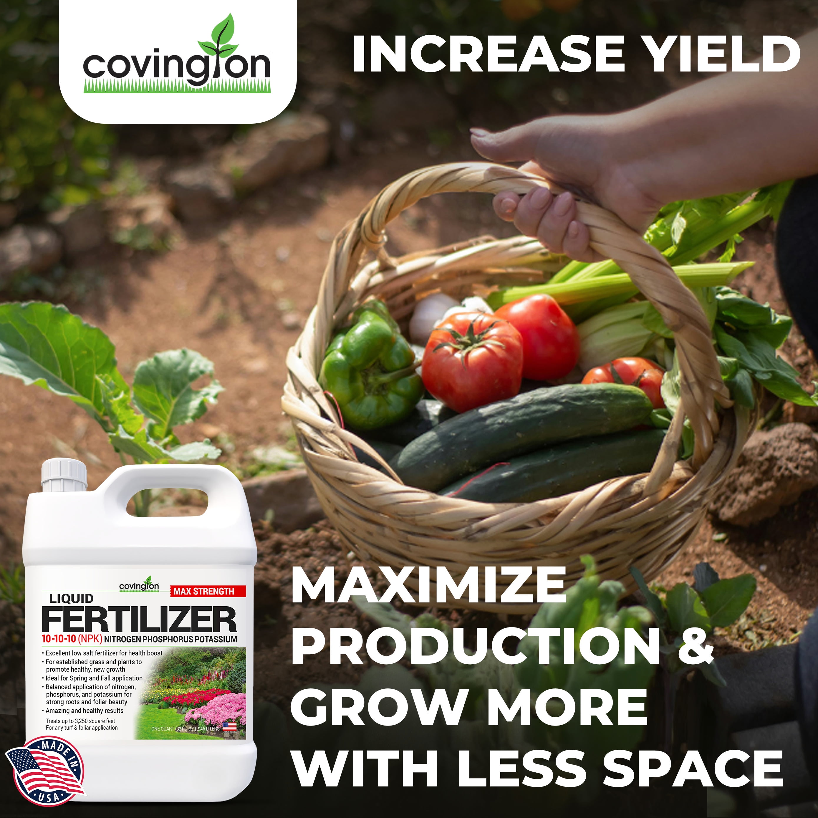 Covington Naturals Liquid Fertilizer for Lawns 10-10-10, All Purpose Plant Food 32 Ounces