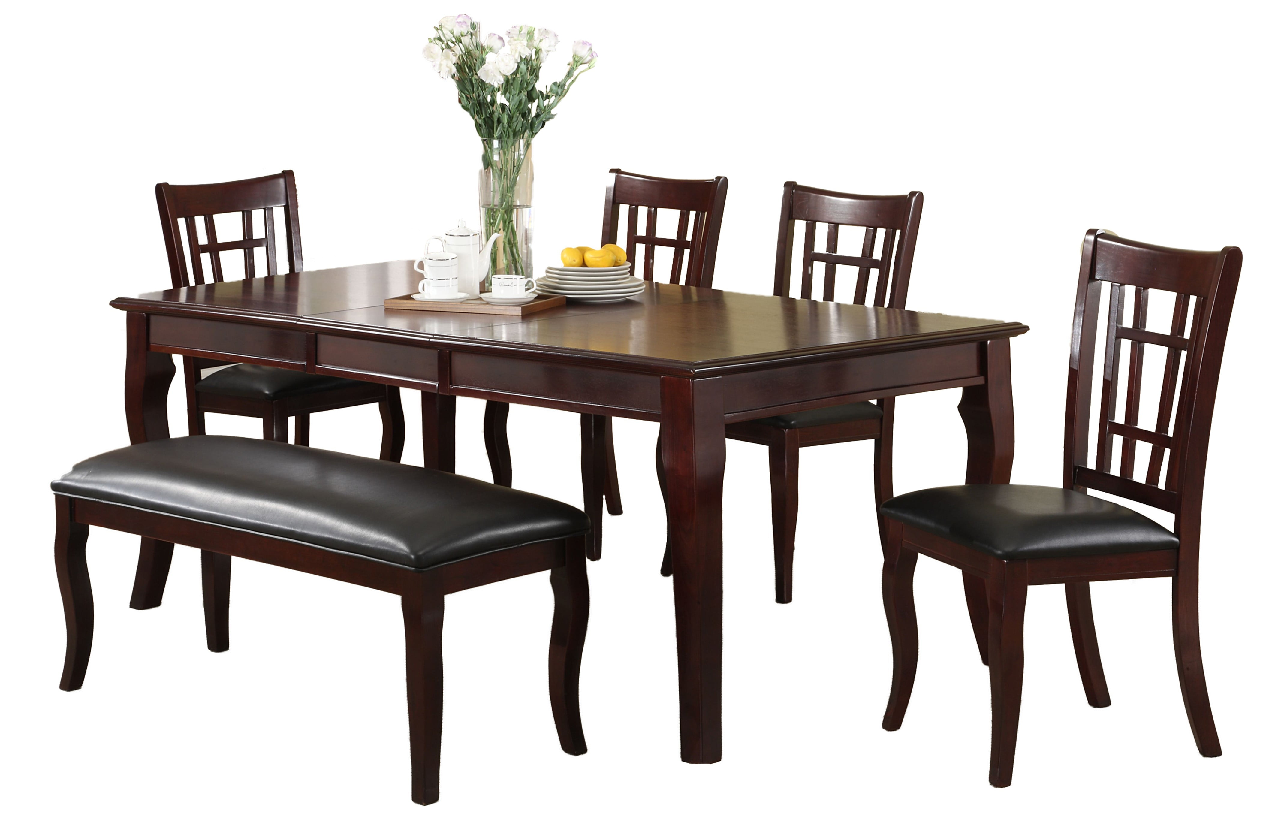 Rectangular Dining Table With Sturdy Legs Cherry Brown
