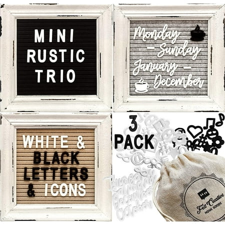 Mini Rustic Felt Letter Board Farmhouse Trio Changeable Message Boards
