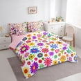 thumbnail image 3 of Homewish Kawaii Vintage Flowers 7-Piece Bedding Comforter Set For Boys Girls,Colorful Floral Blossoms King Bedding Sets,Spring Garden Ultra Soft Bed Sheets,Luxury Bedroom Decor,Reversible, 3 of 8