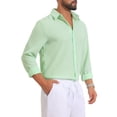 thumbnail image 4 of INSPIRE CHIC Men's Seersucker Shirt Striped Long Sleeve Button Down Textured Top XL Green, 4 of 5