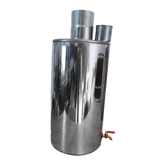 Calentador de agua con chimenea para estufa, color plata, resistente, de acero inoxidable. 10 cm x 26 cm