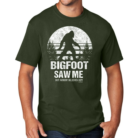 Men's Bigfoot Saw Me Funny Sasquatch T-shirt, XL Olive - TALL