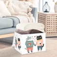 thumbnail image 5 of Foldable Fabric Storage Bin With Handle Collapsible Basket Box Storage With Lid Organizer Cat Couple Holding Hands, 5 of 7