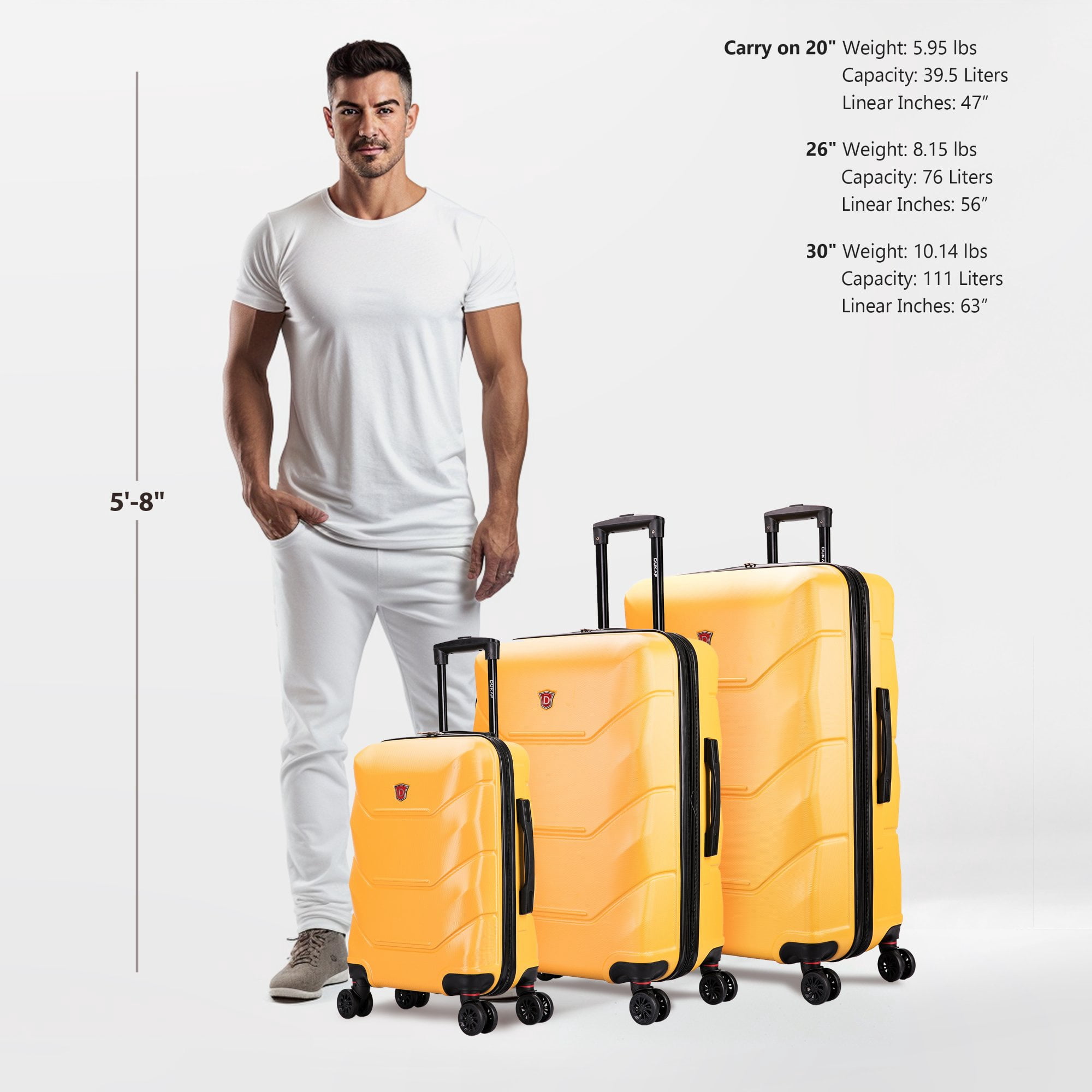 DUKAP Zonix 3-Piece 20"/26"/30" Lightweight Hardside Set Luggage