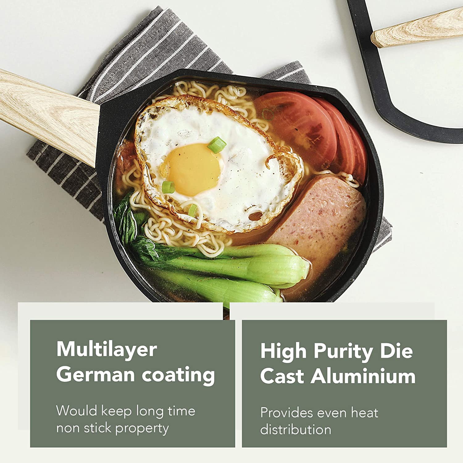 Sunday Chef 7” Nonstick Aluminum Sauce Pan with Non-Stick coating Glass Lid Smart Storage Design