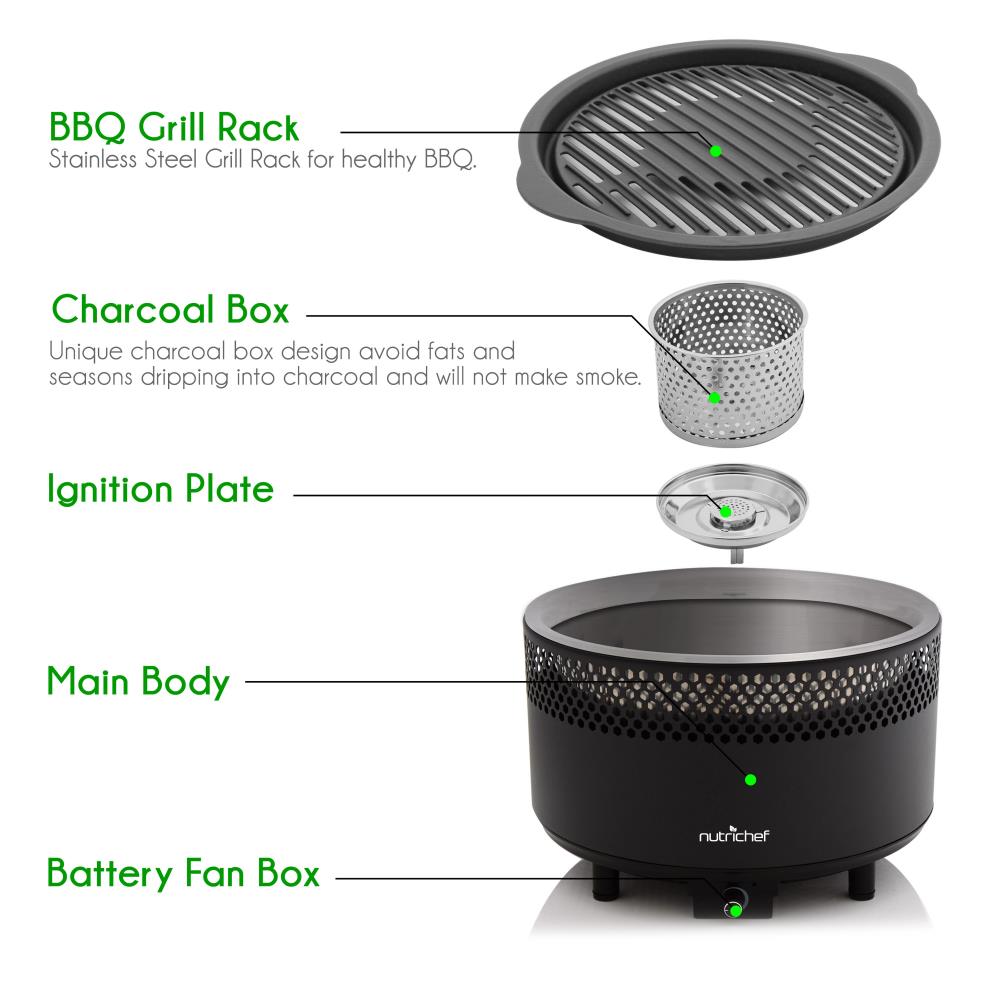 NutriChef PKGRCH41 - Compact Charcoal BBQ Grill - Portable Outdoor Barbecue Grilling