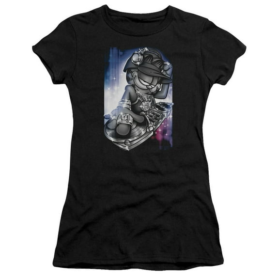 Garfield Dj Lazy S/S Junior Women's T-Shirt Sheer Black