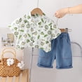 thumbnail image 2 of Odeerbi 0-6 Years Toddler Boys Girls Summer Outfits Cotton Short Sleeve Shirt Jeans Set Pumpkin Printed Shirt Denim Pants Two-piece Set Toddler Boys Girls Clothes, 2 of 7