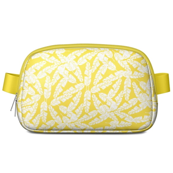 Sac Banane Island Breeze Sac de Taille Réglable Imperméable avec Franges de Palmier Ondulantes, Style Été Frais et Aéré