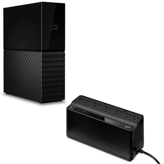 WD 4TB My Book Desktop External Hard Drive (WDBBGB0040HBK-NESN) with APC Battery Backup (BE600M1) Bundle