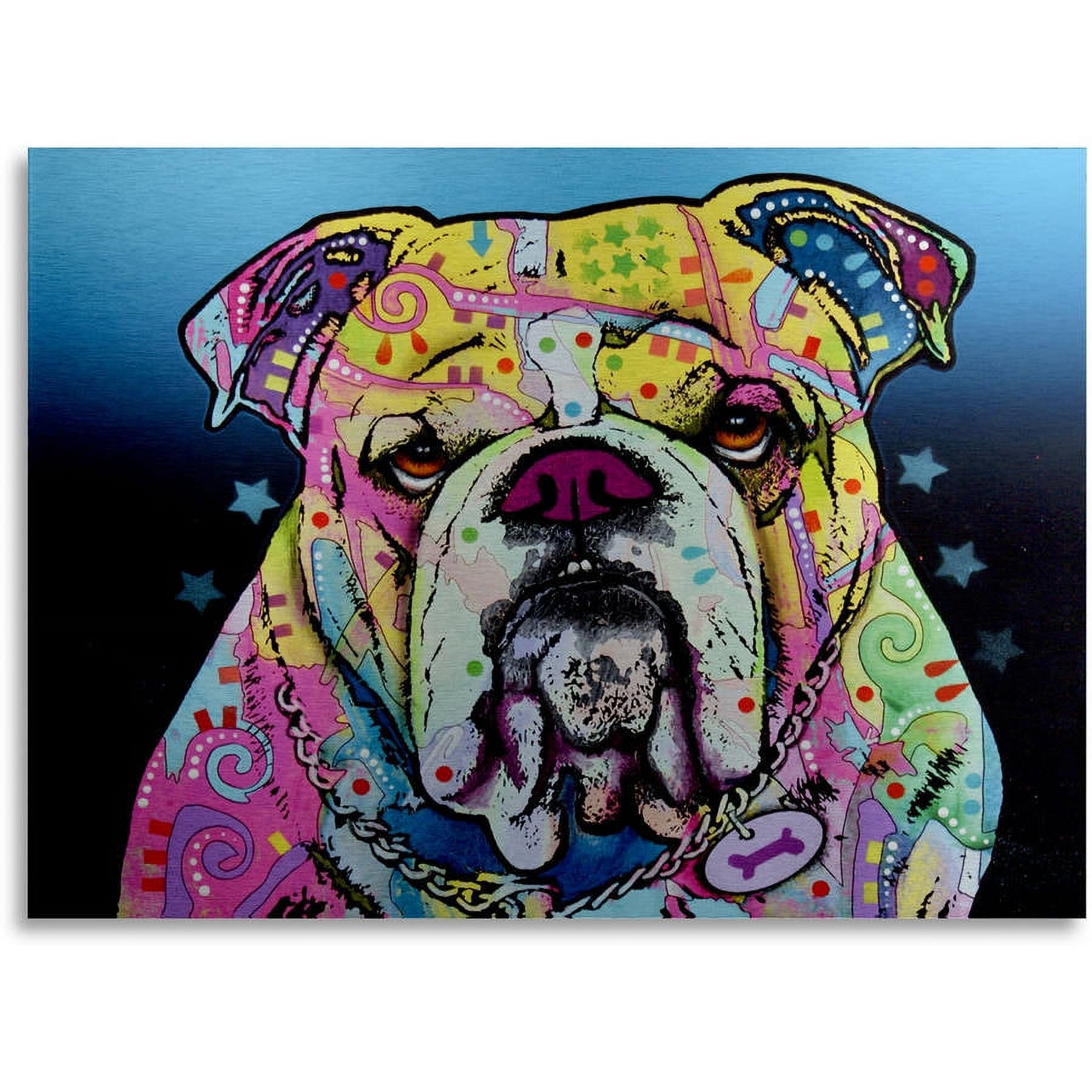 Trademark Fine Art "The Bulldog" Brushed Aluminum Wall Art Art by Dean Russo 16x22