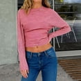 thumbnail image 6 of Wowcloth Women's Striped Bell Sleeve Knit Top, Round Neck with Cinched Waist for Casual and Daily Wear, 6 of 6