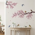 thumbnail image 5 of Calcomanías artísticas de pared de flor de cerezo, pegatinas de pared florales con rama de pájaro para sala de estar, dormitorio de niñas, decoración de pared de guardería, 5 of 5