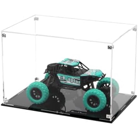 Rectangle Clear Acrylic Boxes for Collectibles Display, Assemble Storage Box Action Figures Display Case with Black Base, Removable Dustproof Showcase for Toy Car Model Home Storage, 12x8x8In
