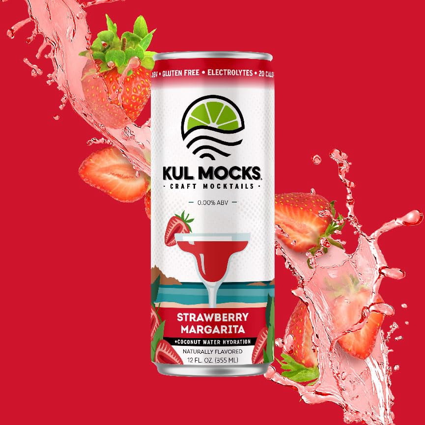 (Pack Of 6) Kul Mocks Non-Alcoholic Cocktail Strawberry Margarita Ready To Drink 48 Fo