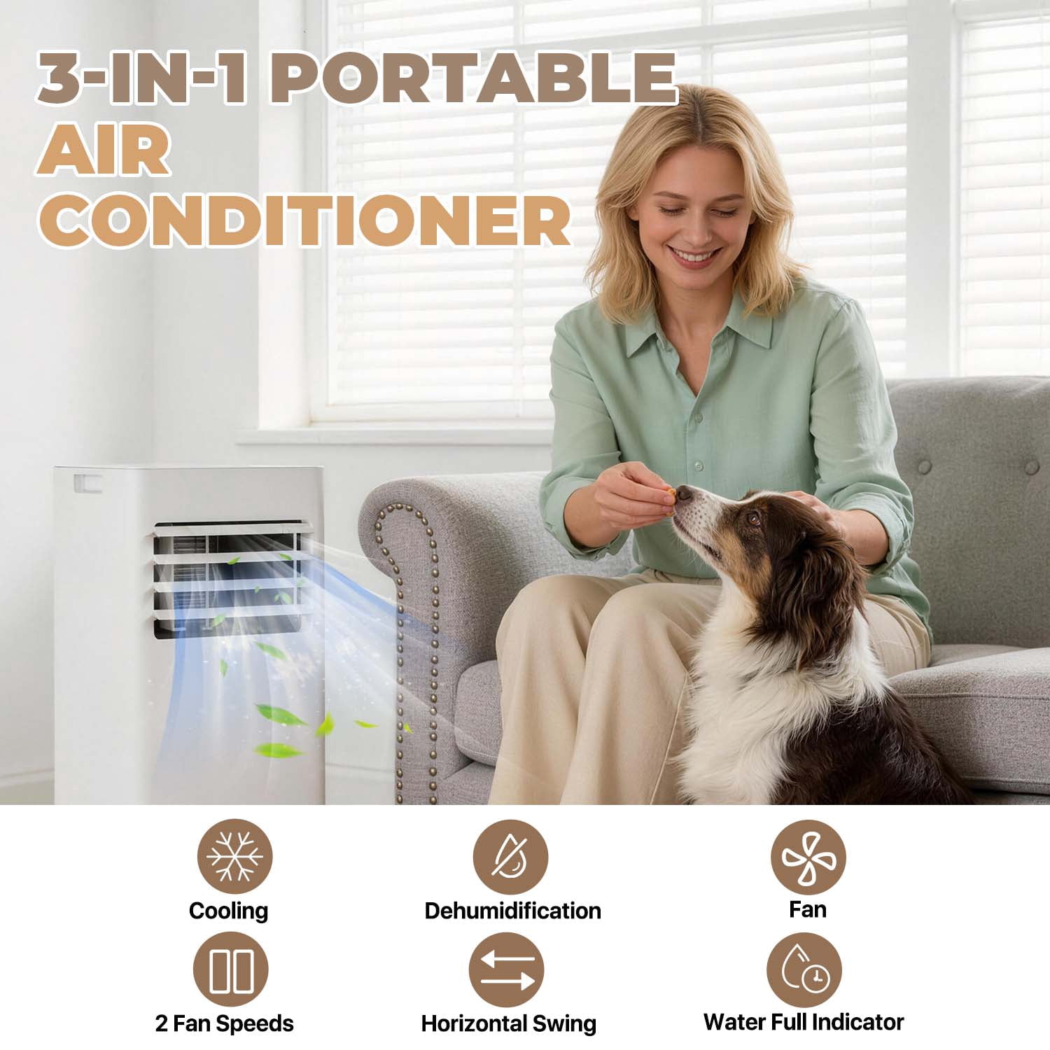 BaPiPro 10000 BTU Smart Portable Air Conditioner, 3-in-1 Standing Cooling Unit with APP/Remote Control, Cooling, Dehumidifier & Fan Functions, 55dB Quiet Operation for Bedroom & Indoor Rooms