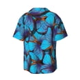 thumbnail image 6 of Lsque Blue Butterflies print Men's Cuban Collar Short Sleeve Shirt Summer Beachwear Casual Button Down Fashionable Vacation Leisure Shirt-XX-Large, 6 of 7