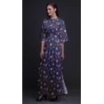 thumbnail image 4 of Bimba Rayon Leaves & Clematis Floral Ladies Long Gown Boho Beach Cocktail Party Maxi SlitÂ&nbsp;Dress-Small, 4 of 6