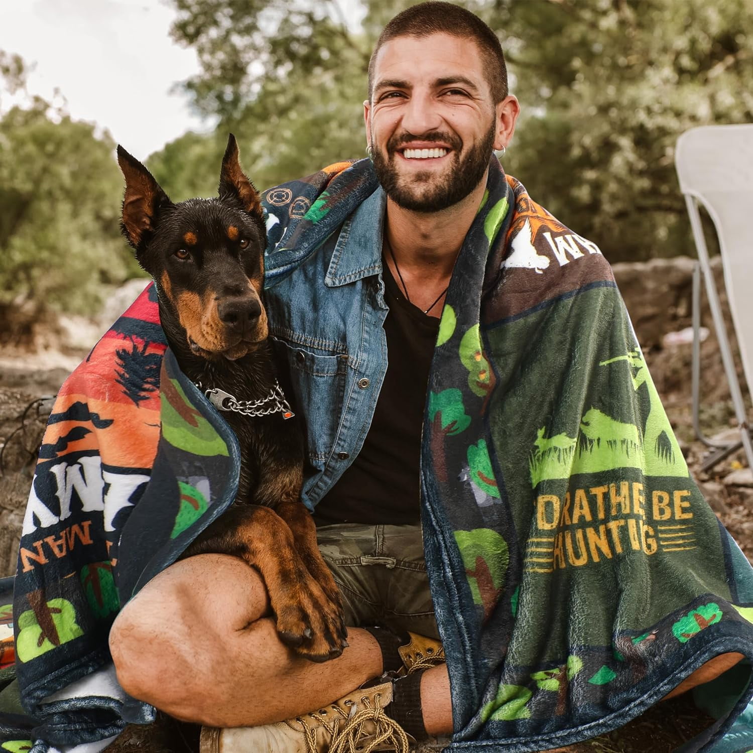 Hunting Gifts Men Hunter Blanket - Hunting Gifts for Men, Unique Gifts for Hunters Dad Boys, Throw Gift for Deer Hunting Lover, Funny Mens Hunting Blankets Gift 50"x60"