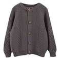 thumbnail image 2 of FAOWME Baby Toddler Girls Cardigan Round Neck Long Sleeve Button Knitted Solid Color Comfortable Coat Tops For Casual Daily Wear,Grey,4-5 Years, 2 of 3