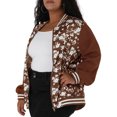 thumbnail image 2 of Women's Plus Size Jackets Lightweight Floral Bomber Jacket Caramel 2X Unique Bargains Chaqueta, 2 of 6