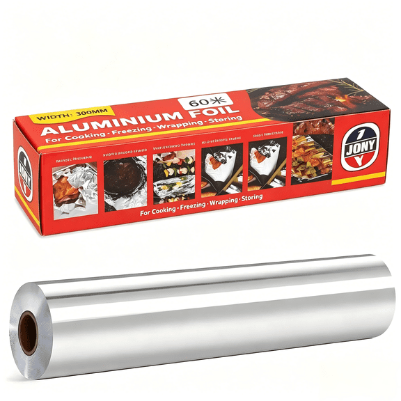 Foil Wrap, Strength Aluminum Foil Roll with Serrated Cutter, Freezer Safe and Grill Safe, Great for Foil Packets and Home Cooking, 12 Inches Wide, 200 Total SQ.FT