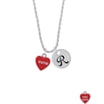 thumbnail image 2 of Delight Jewelry Acrylic Red "Too Cute / Cutie" Heart Silvertone Script Initial Disc - R - Charm Necklace, 20"+3", 2 of 4