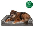 thumbnail image 2 of FurHaven Pet Products Luxe Fur & Performance Linen Cooling Gel Top Sofa Pet Bed for Dogs & Cats - Charcoal, Large, 2 of 13