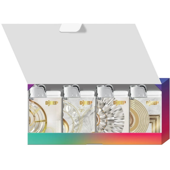 DJEEP Pocket Lighters, ELEGANT Collection, 4 Count Pack of Disposable Lighters