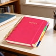 thumbnail image 2 of Hardcover Spiral Notebook Journal with Removable Dividers Tabs, 300 Pages Leather 5 Subject Notebook College Ruled, 5.7"×8.3" Large Notebooks for Work Study Note Taking, Journal for Women,Hot Pink, 2 of 8