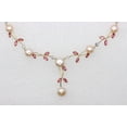thumbnail image 3 of Faship Gorgeous Rose ( Pink ) CZ Crystal Genuine Freshwater Pearls Floral Necklace Earrings Set, 3 of 5