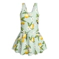 thumbnail image 6 of DISNIMO Girls One Piece Swimsuit Lemon Flower Printed Kids Sleeveless Swimwear Skirted Quick Dry Bathing Suit Soft Stretch Swim Dress Size 7-8, 6 of 8