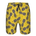thumbnail image 3 of Honeii's Summer Pineapple Print Men's Casual Shorts with Drawstring，Swim Trunks Quick Dry Beach Shorts, 3 of 5