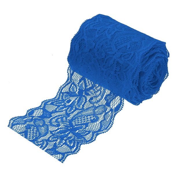 Cinta de encaje de patrón floral Uxcell para costura, manualidades, envoltura de regalos, ramos, azul oscuro